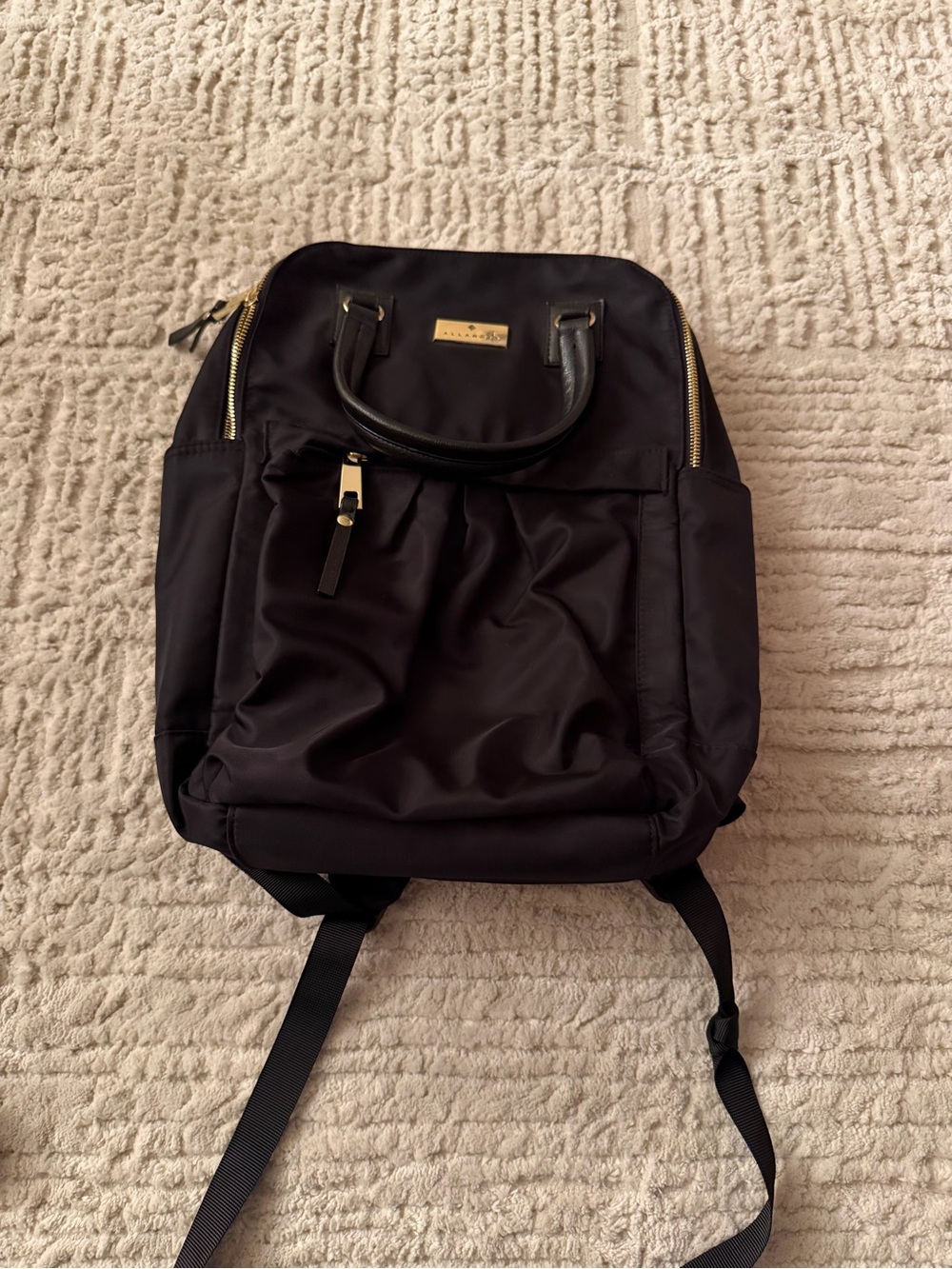 Allancia Black Nylon Backpack with Gold Hardware
